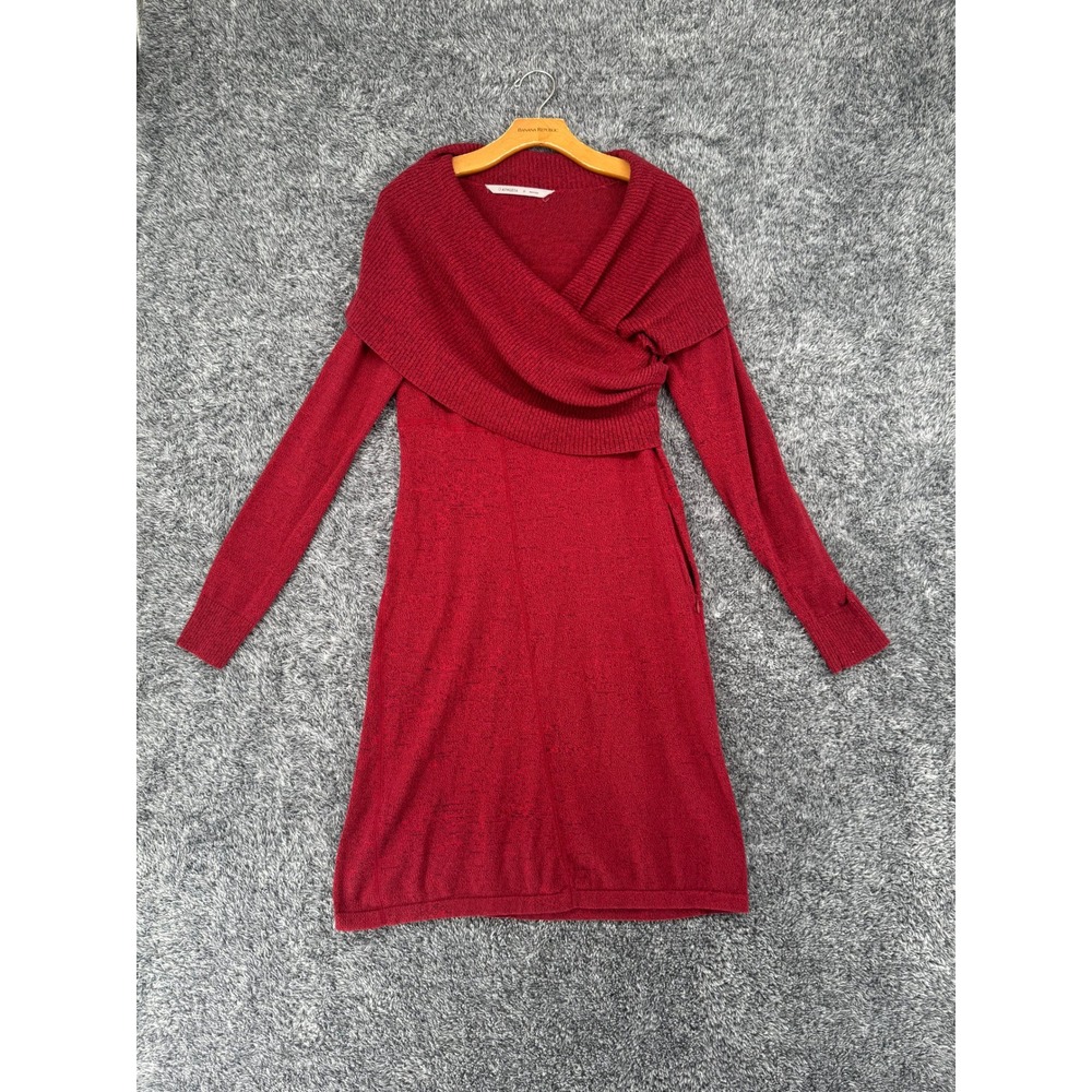 Athleta Red Marl Organic Cotton Wool Cowl Neck Sweater Dress Pockets 773825 M